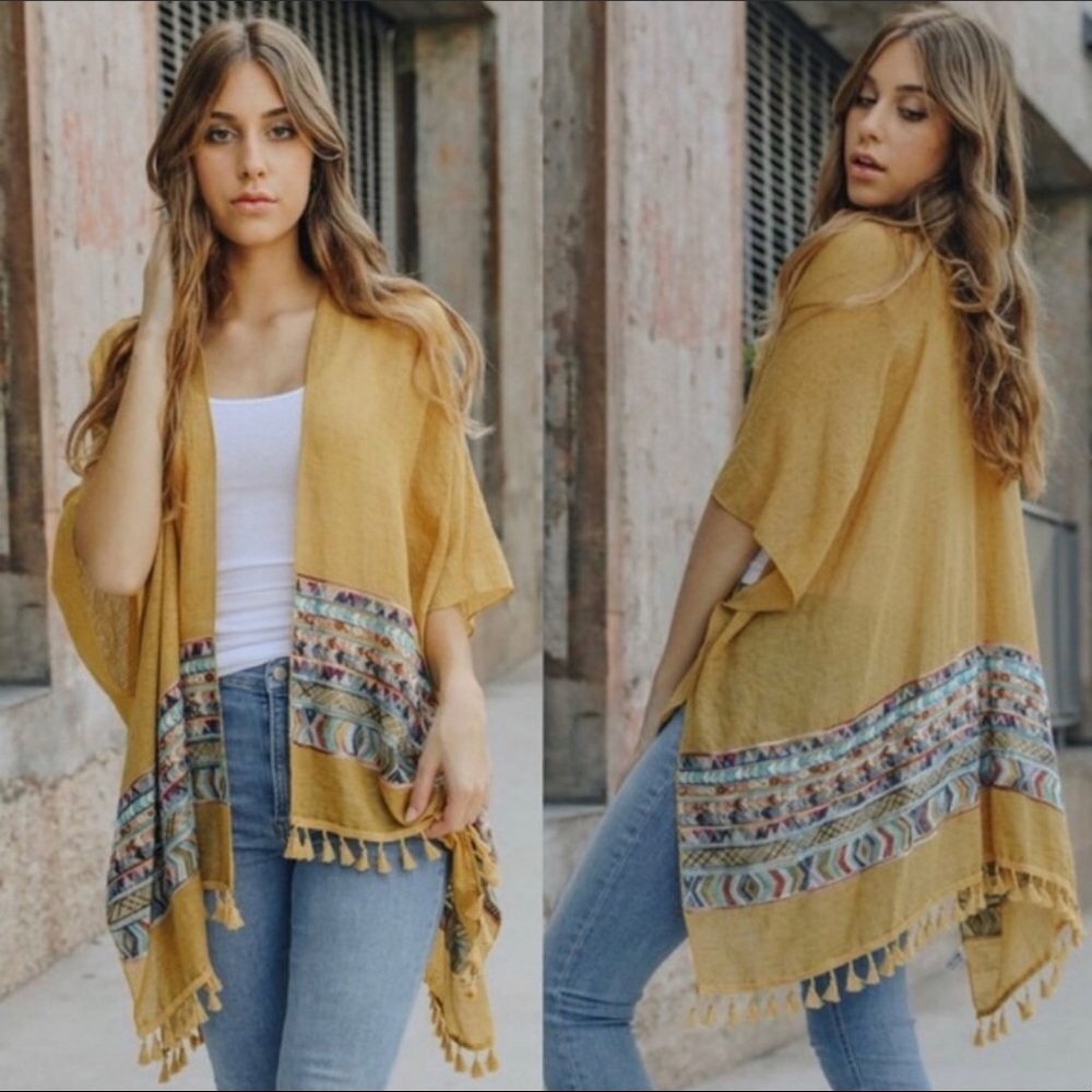 Mustard Tassel Kimono